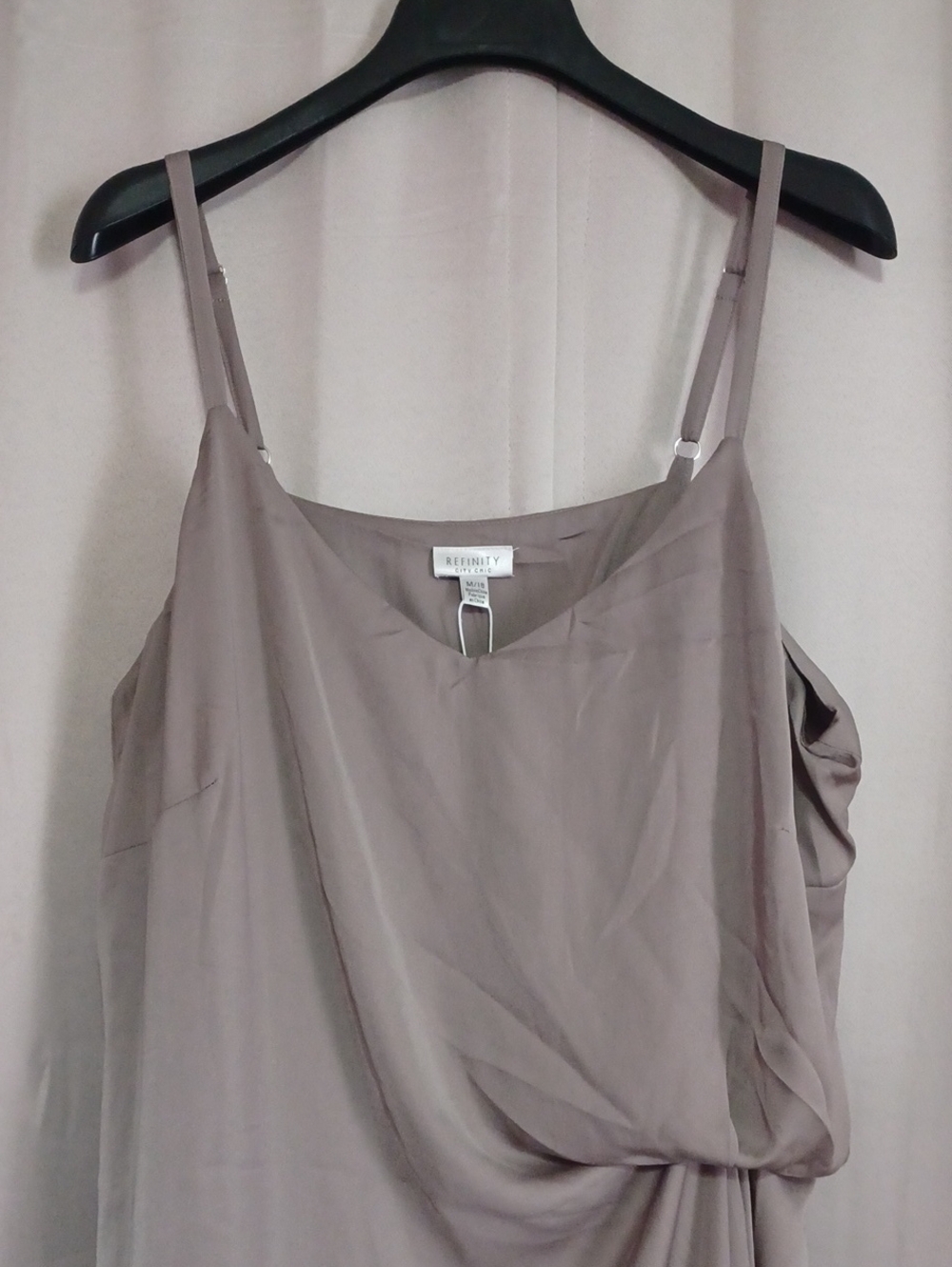 Refinity Taupe Slip Midi Dress Twist Front Detail Boho Chic NWT Plus Size 18 - Picture 3 of 14